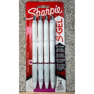 Sharpie S-Gel White Barrel Gel Pens Medium Point 0.7mm 4 Count Berry Pink